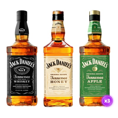 Pack 3x Whisky Jack Daniels - Mix N°7 + Honey + Apple - 750ml