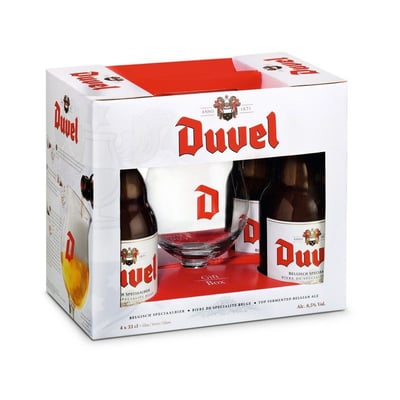 Pack 4 Cerveza Duvel 330cc + Copa