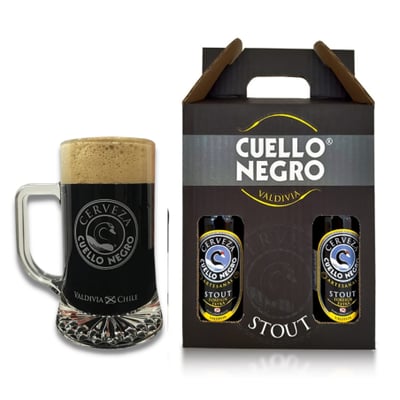 Pack 4 Cervezas Cuello Negro Stout 330ml + Vaso Schopero Oficial.