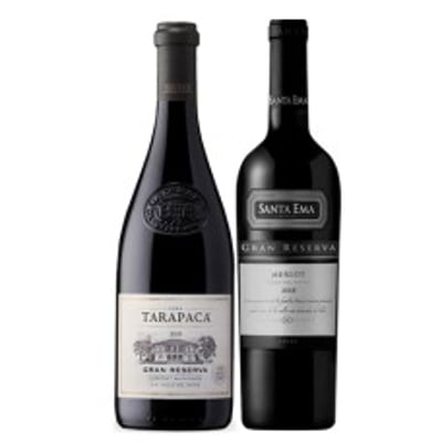 Pack 6 botellas Gran Reserva Tarapacá Cabernet Sauvignon + 6 Santa Ema Gran Reserva Merlot ($5.990 c/u)
