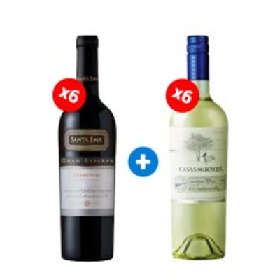 Pack 6 Botellas Santa Ema Gran Reserva Carmenere + 6 Botellas Casas Del Bosque Collection Sauvignon Blanc ($4.990 c/u)