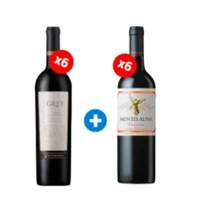 Pack 6 Botellas Ventisquero Grey Unique Cabernet Sauvignon +  6 Botellas Montes Alpha Carmenere.