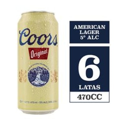 Pack 6 un. Cerveza Coors Lager 5.0° 470 cc