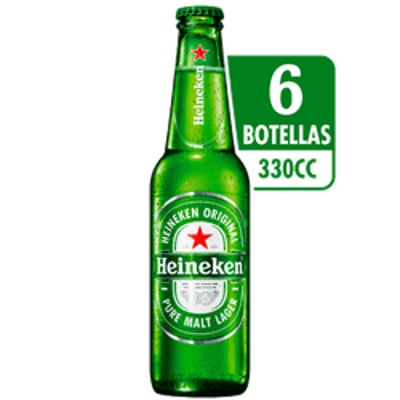 Pack 6 un. Cerveza Heineken Lager 5.0° 330 cc