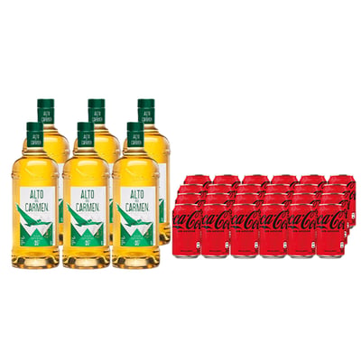 Pack 6x Alto Del Carmen 35� 1l + 24x Coca Cola Zero Lata 350cc