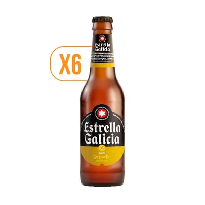 Pack 6x Cervezas Estrella Galicia Sin Gluten Botellín 330cc