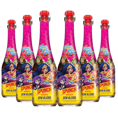 Pack 6x Espumante Niños Spunch - Sin Alcohol - Super Hero Girls - 660ml