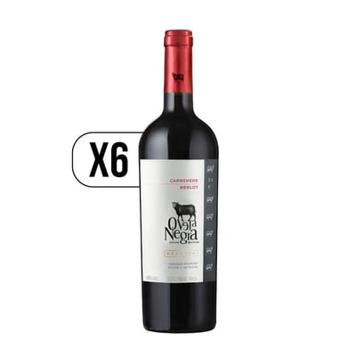 Pack 6x Vino Oveja Negra Reserva Carmenere/merlot 750cc