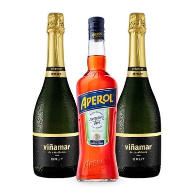 PACK APEROL VIÑAMAR: Licor Aperol 750cc + 2x Espumante Viñamar Charmat Brut 750cc
