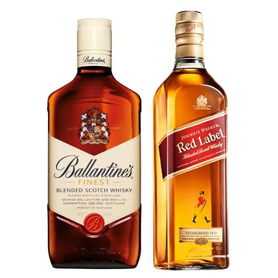 PACK BALLANTINES JOHNNIE WALKER: Whisky Ballantines Finest 750cc 40º alc. + Whisky Johnnie Walker Red Label 750cc 40º alc.