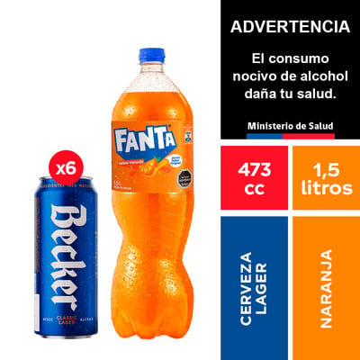 Pack Becker 4,5° 6 X 473 Cc + Fanta 1,5 Lt
