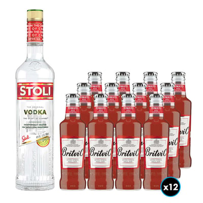 PACK BLOODY MARY - STOLICHNAYA: 1x Vodka Stolichnaya 1 Litro + 12x Britvic Tomato Juice 200cc