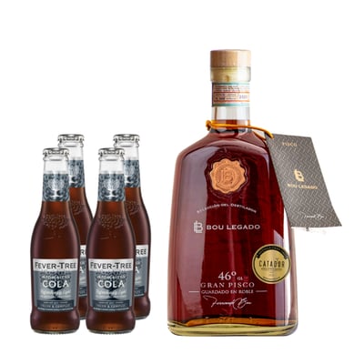 Pack Bou Legado Gran Pisco 46° Selección 750cc+ Fever Tree Light madagascan cola 200ml x4