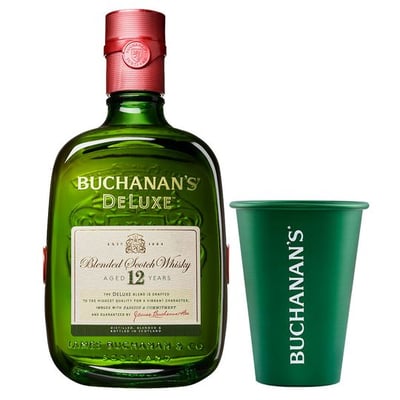 PACK BUCHANANS 12: 1X Whisky Buchanans 12 años 750cc 40º alc. + 1X Vaso Buchanans Aluminio