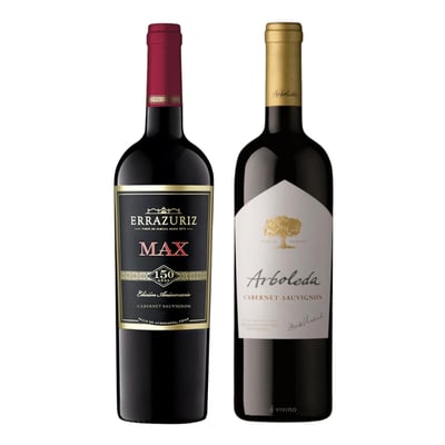 Pack Cabernet Sauvignon: Errazuriz MAX + Arboleda 750cc
