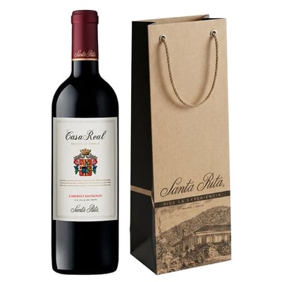 PACK CASA REAL + BOLSA DE REGALO: 1x Vino Escudo de Casa Real Cabernet Sauvignon 750cc + 1x Regalo Bolsa VSR