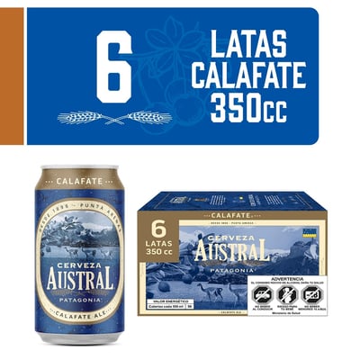 Pack Cerveza Austral calafate lata 6 un de 350 cc