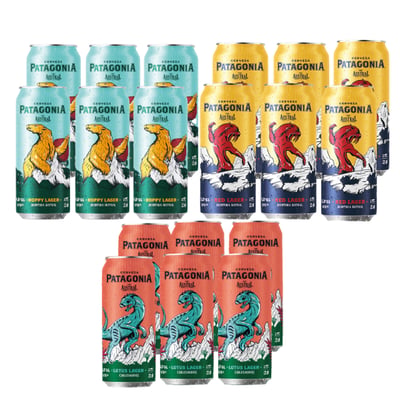 Pack Cerveza Austral Red Lata 470cc X6 + Hoppy Lager Lata 470cc X6 + Patagonia Lotus Lager 470cc X6