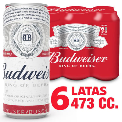 Pack Cerveza Budweiser lata 6 un de 473 cc