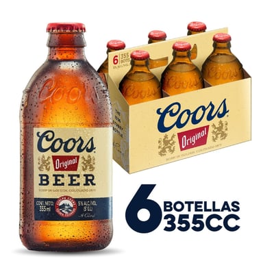Pack Cerveza Coors original botella 6 un de 355 cc