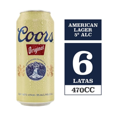 Pack Cerveza Coors original lata 6 un de 470 cc
