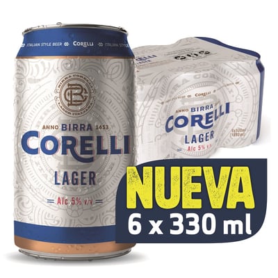 Pack cerveza Corelli lager lata 6 un de 330 cc