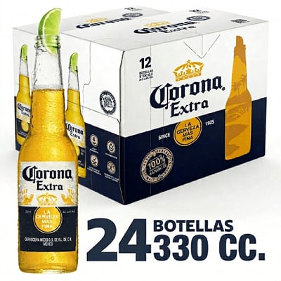 Pack Cerveza Corona Extra botella 24 un de 330 cc