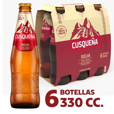 Pack Cerveza Cusqueña red lager botella 6 un de 330 cc