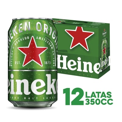 Pack Cerveza Heineken lata 12 un de 355 cc