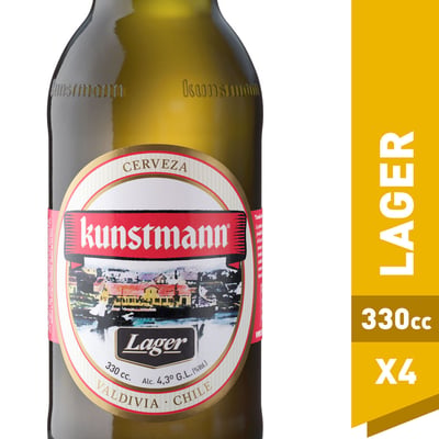 Pack Cerveza Kunstmann lager rubia long neck botella 4 un de 330 cc