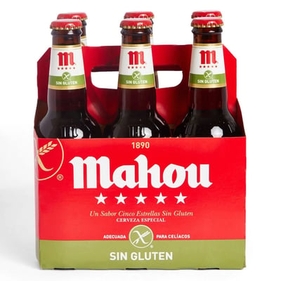 Pack Cerveza Mahou sin gluten botella 6 un de 330 cc