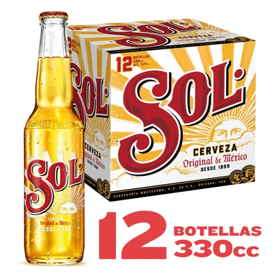 Pack Cerveza Sol botella 12 un de 330 cc