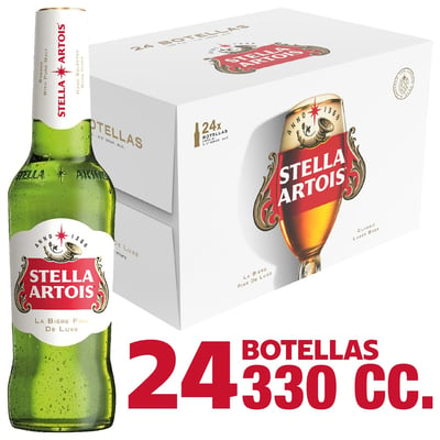 Pack Cerveza Stella Artois botella 24 un de 330 cc