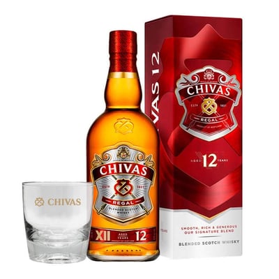 PACK CHIVAS + VASO N°1: 1x Whisky Chivas Regal 12 Años 750cc 40°alc. + 1x Vaso