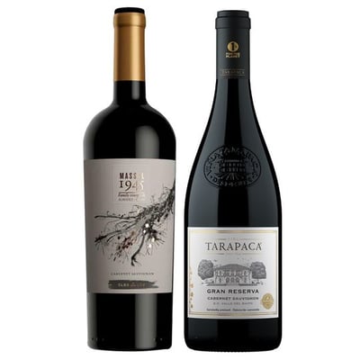 PACK CLOS DE LUZ N°2: 1x Vino Clos de Luz Massal 1945 Cabernet Sauvignon 750cc + 1x Vino Tarapacá Gran Reserva Cabernet Sauvignon 750cc