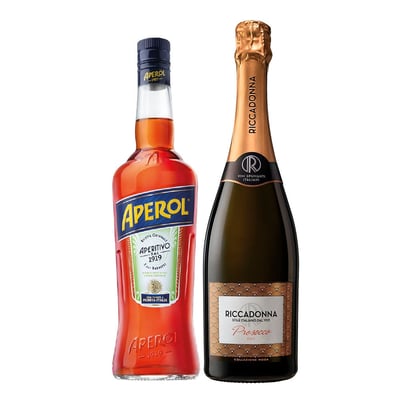 Pack Cóctel Aperol Spritz: Aperol 750ml + Riccadonna Prosecco 750ml