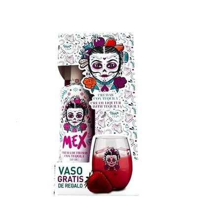 Pack Crema de Fresa Mex con Tequila 700cc + Vaso