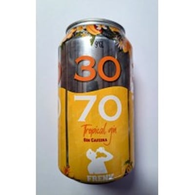 Pack de 6 latas Tropical Gin Frenk 30/70 350 ml ($2.190 c/u)