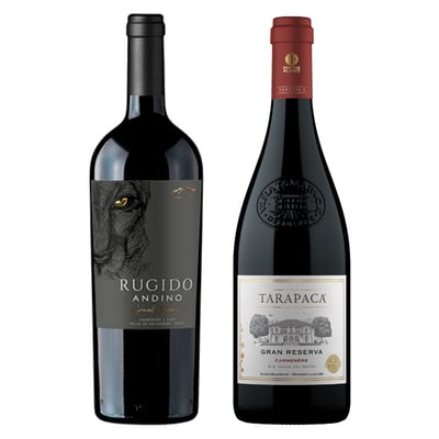 Pack Doble Origen: Rugido Andino Carmenere + Tarapaca Gran Reserva Carmenere 750cc