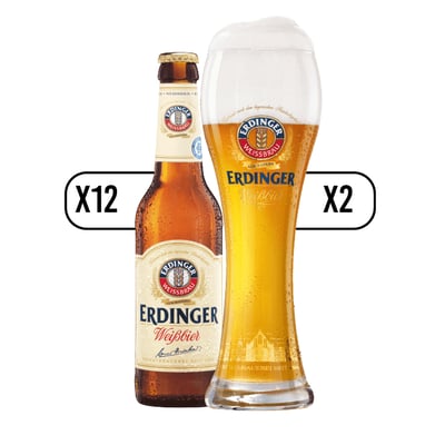 Pack Erdinger Weissbier 330ml + 2 Vasos 330ml