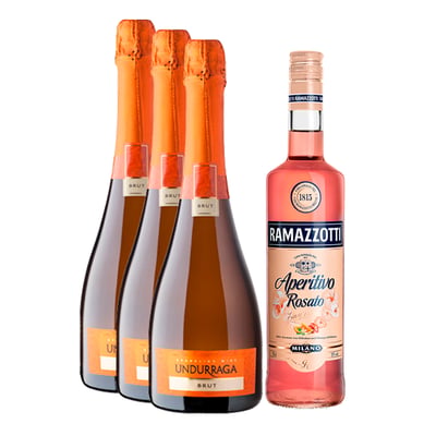Pack Espumante Undurraga Brut Botella 750cc X3 + Ramazzotti Botella 700cc