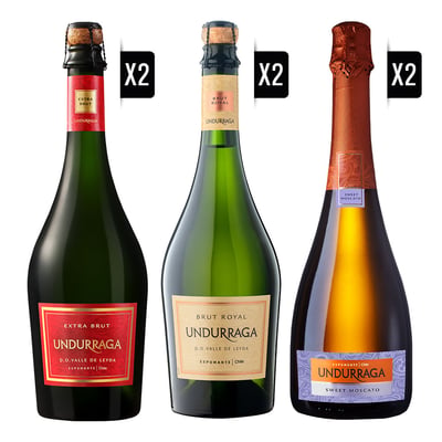 Pack Espumantes Undurraga (2x Extra Brut + 2x Brut Royal + 2x Sweet Moscato)