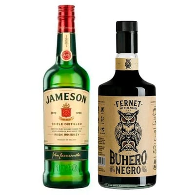 PACK FERNET + JAMESON: Fernet Buhero Negro 700cc 39°alc. + Whiskey Jameson Irish Standard 40º 750cc