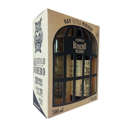 Pack Fernet más vaso Buhéro botella 700 cc