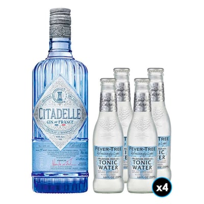 PACK FEVER TREE - CITADELLE Nº3: 1x Gin Citadelle de Francia 1 Litro + 4x Tonica Fever Tree Indian Naturally Light 200cc