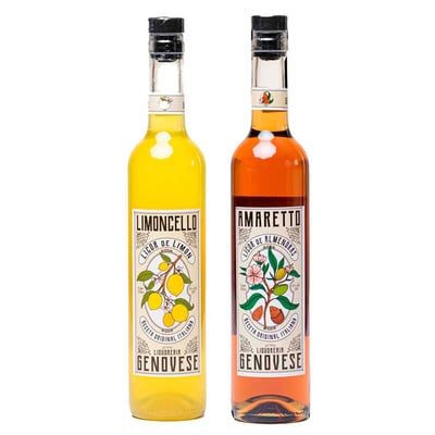 PACK GENOVESE: 1x Amaretto Genovese 500cc + 1x Limoncello Genovese 500cc