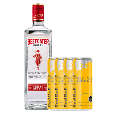Pack Gin Beefeater 750cc + 4 Red Bull Yellow Tropical 250cc