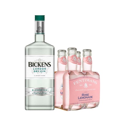 Pack Gin Bickens Gin 700cc + 4x Agua Tónica Fentimans Rose Lemonade 200cc