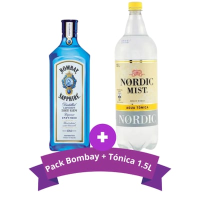 Pack Gin Bombay 750ml + Agua Tónica Schweppes 1.5L