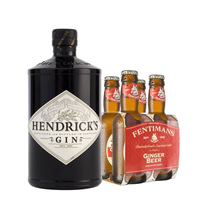 Pack Gin Hendricks 700cc + 4x Agua Tónica Fentimas Ginger Beer 200cc